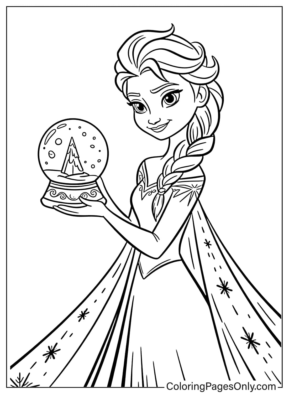 Elsa Coloring Pages Elsa holding a snow globe from Elsa