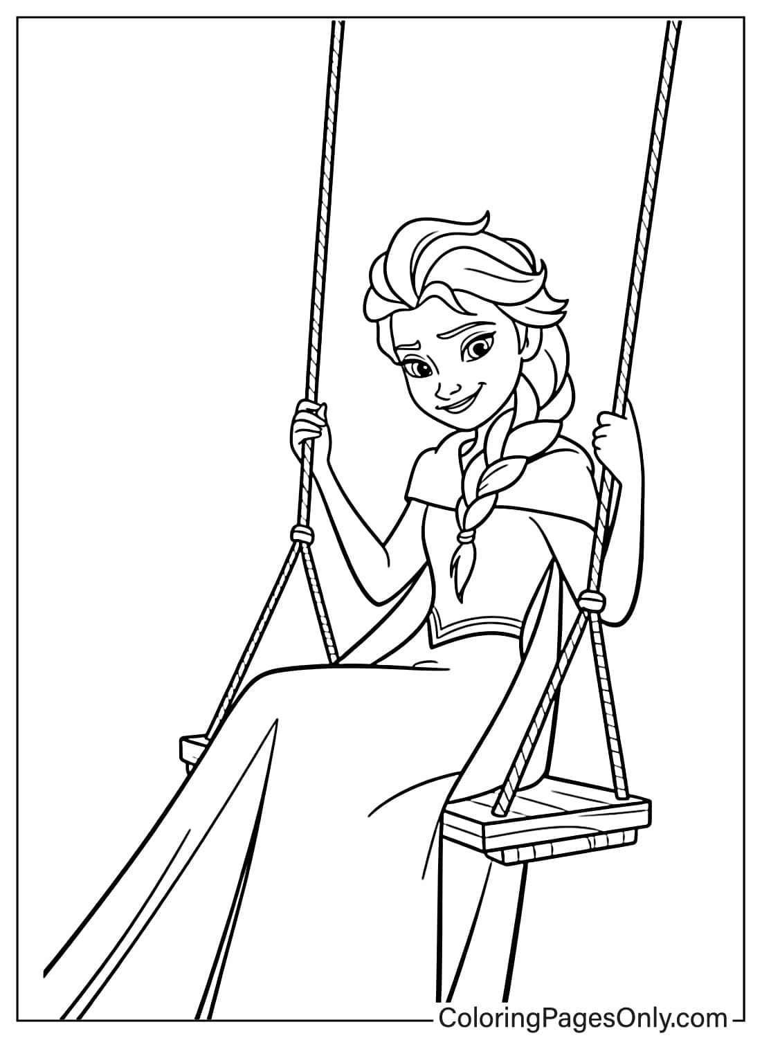 Elsa Coloring Pages Elsa sitting on a swing from Elsa