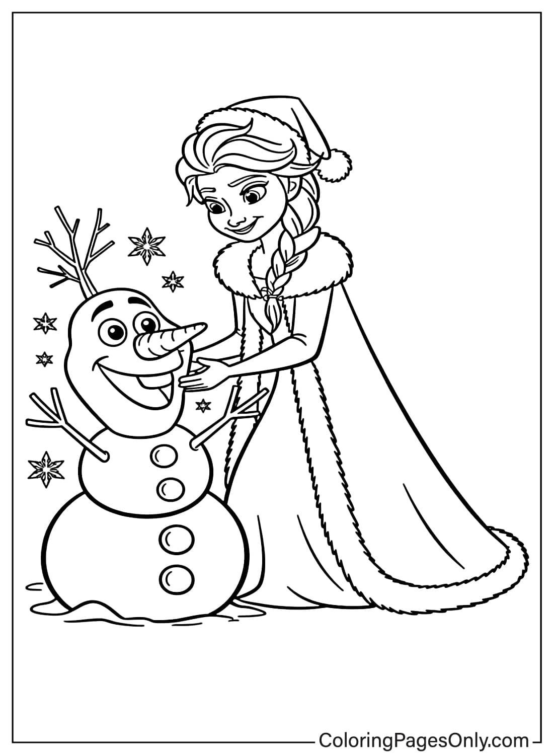 Elsa Coloring Pages Elsa building Olaf the snowman from Elsa