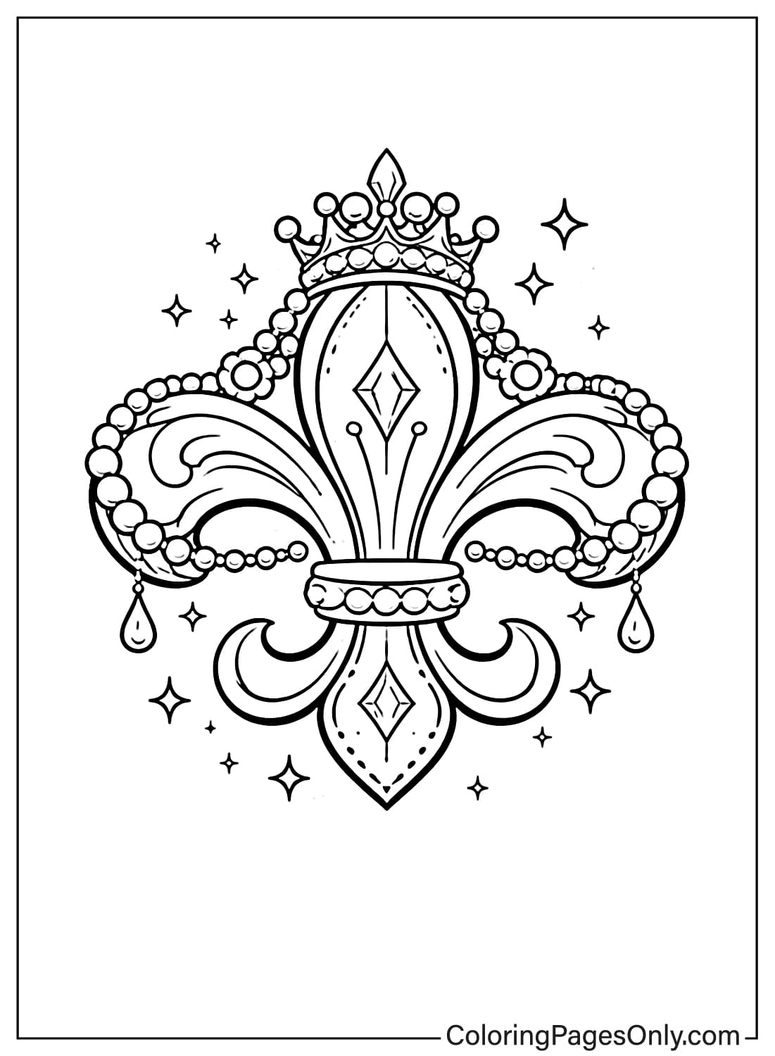 Mardi Gras Coloring Pages Fleur De Lis Symbol from Mardi Gras