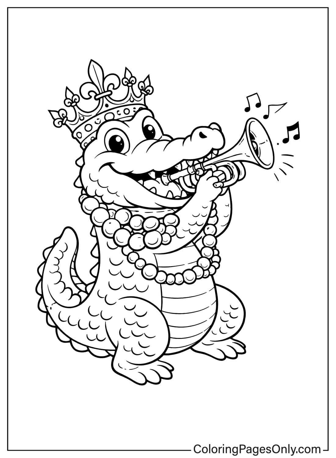 Mardi Gras Coloring Pages Alligator Playing Trumpet from Mardi Gras