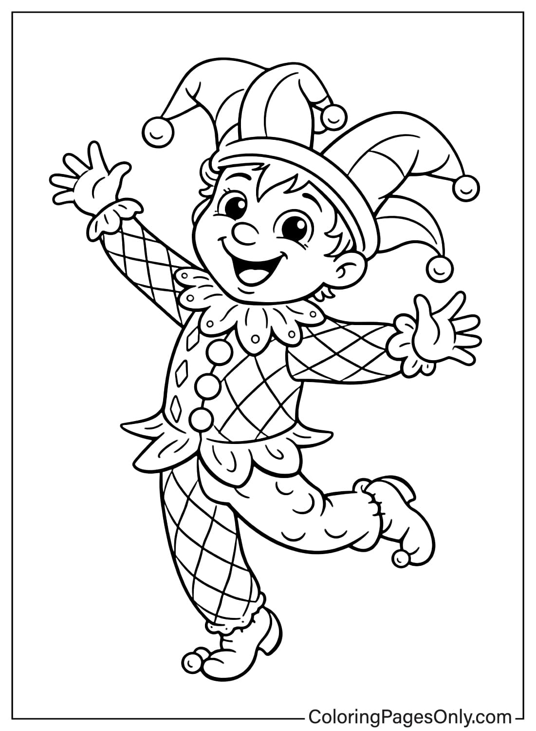 Mardi Gras Coloring Pages Dancing Jester Character from Mardi Gras