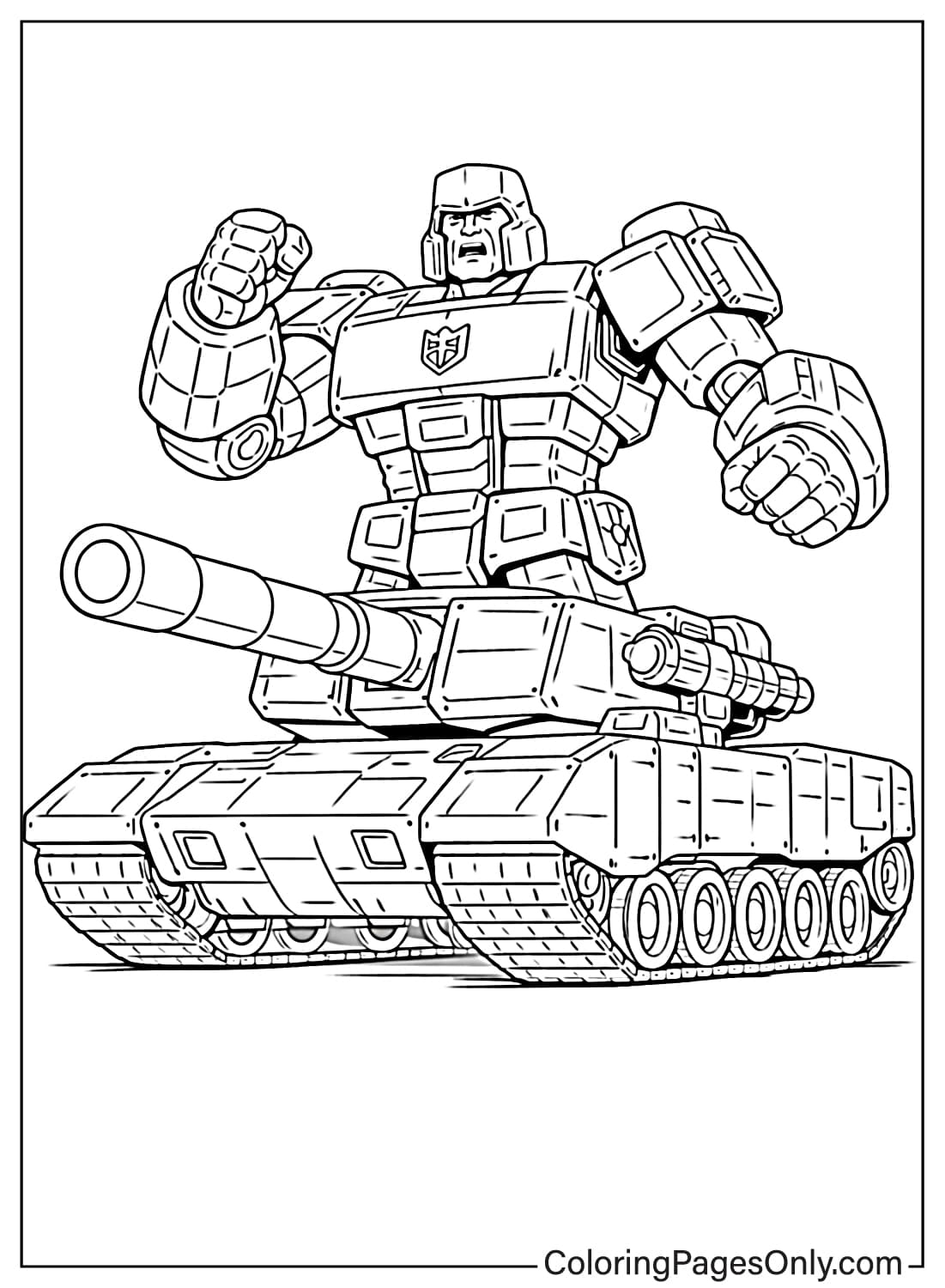Transformers coloring pages with Megatron tank form from Transformers
