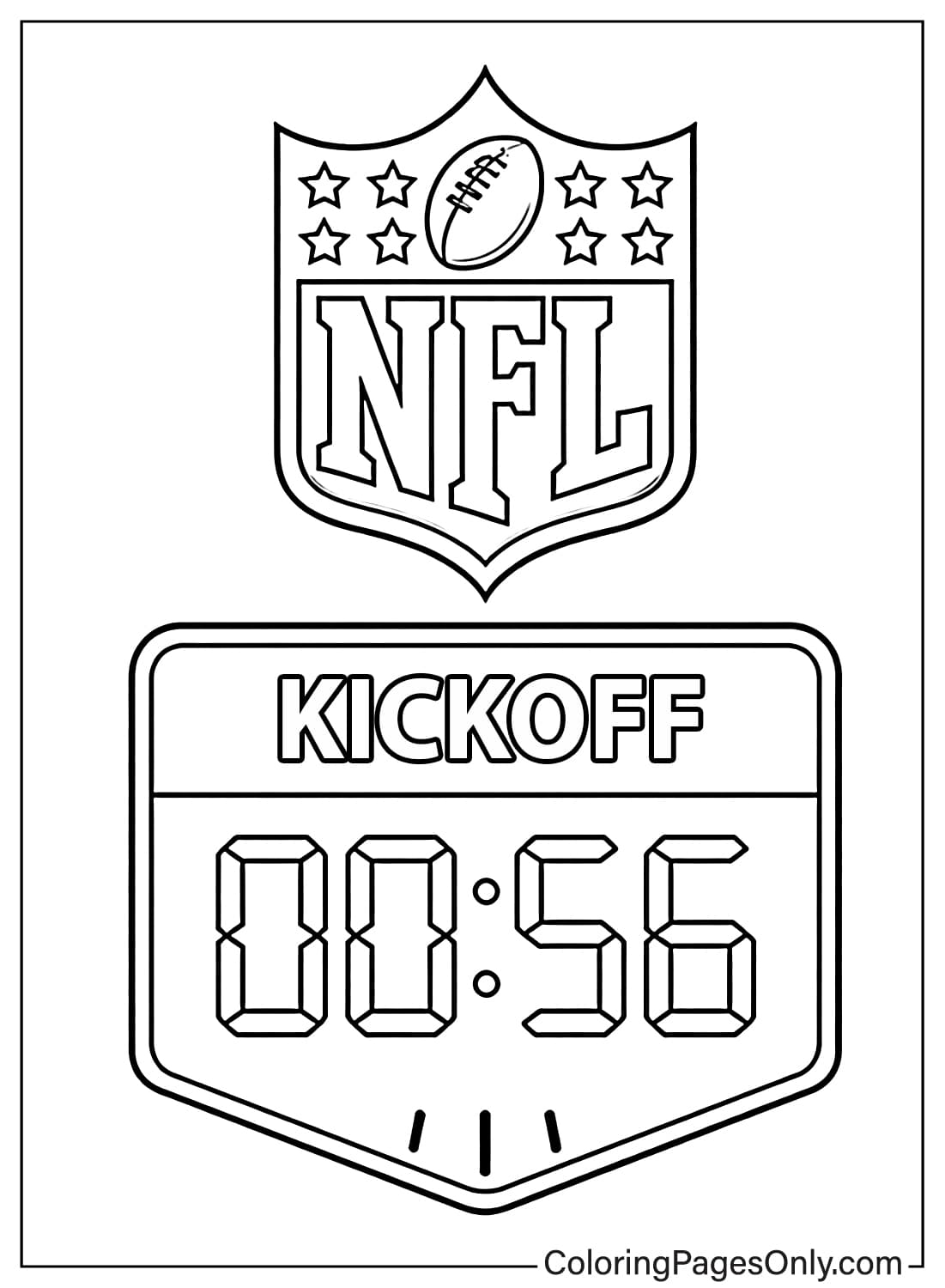 NFL kickoff timer coloring page from NFL