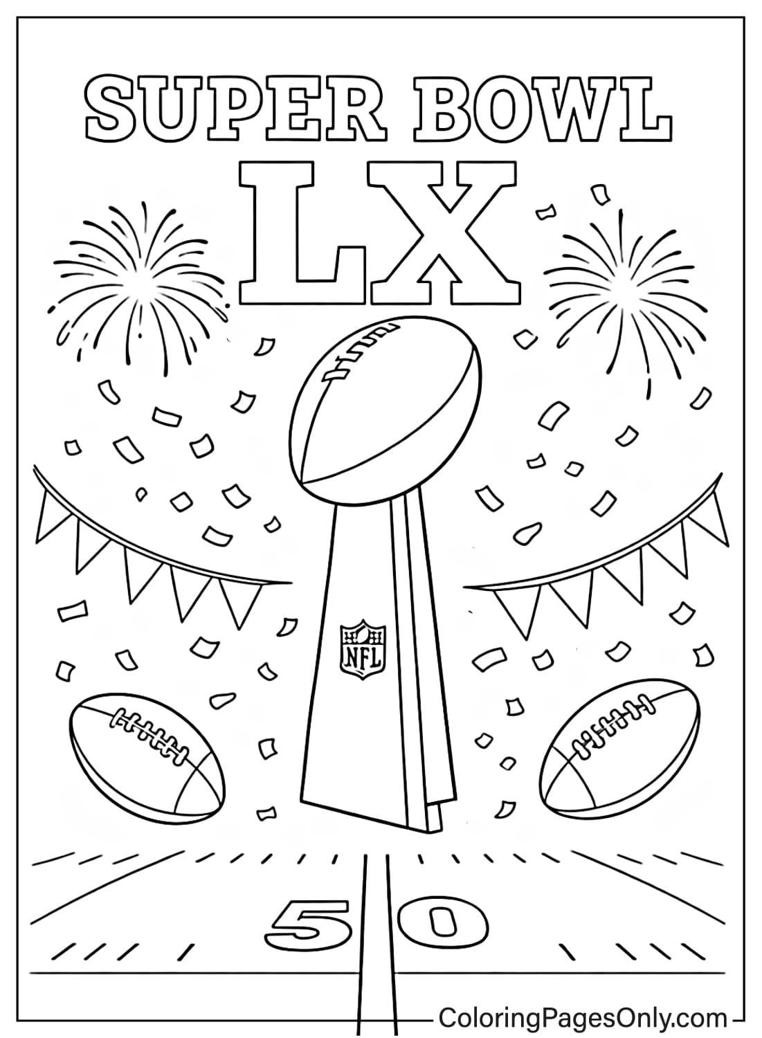 Super Bowl LX trophy coloring page from NFL