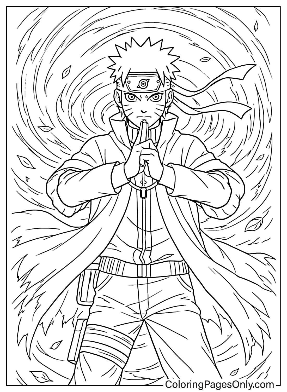 Naruto Surrounded By Swirling Chakra Energy Naruto Coloring Pages from Naruto