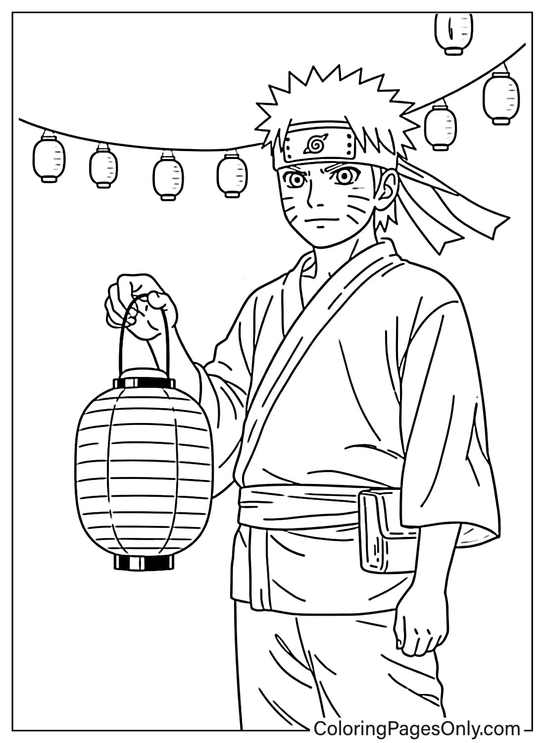 Naruto Holding Lantern At Festival Naruto Coloring Pages from Naruto