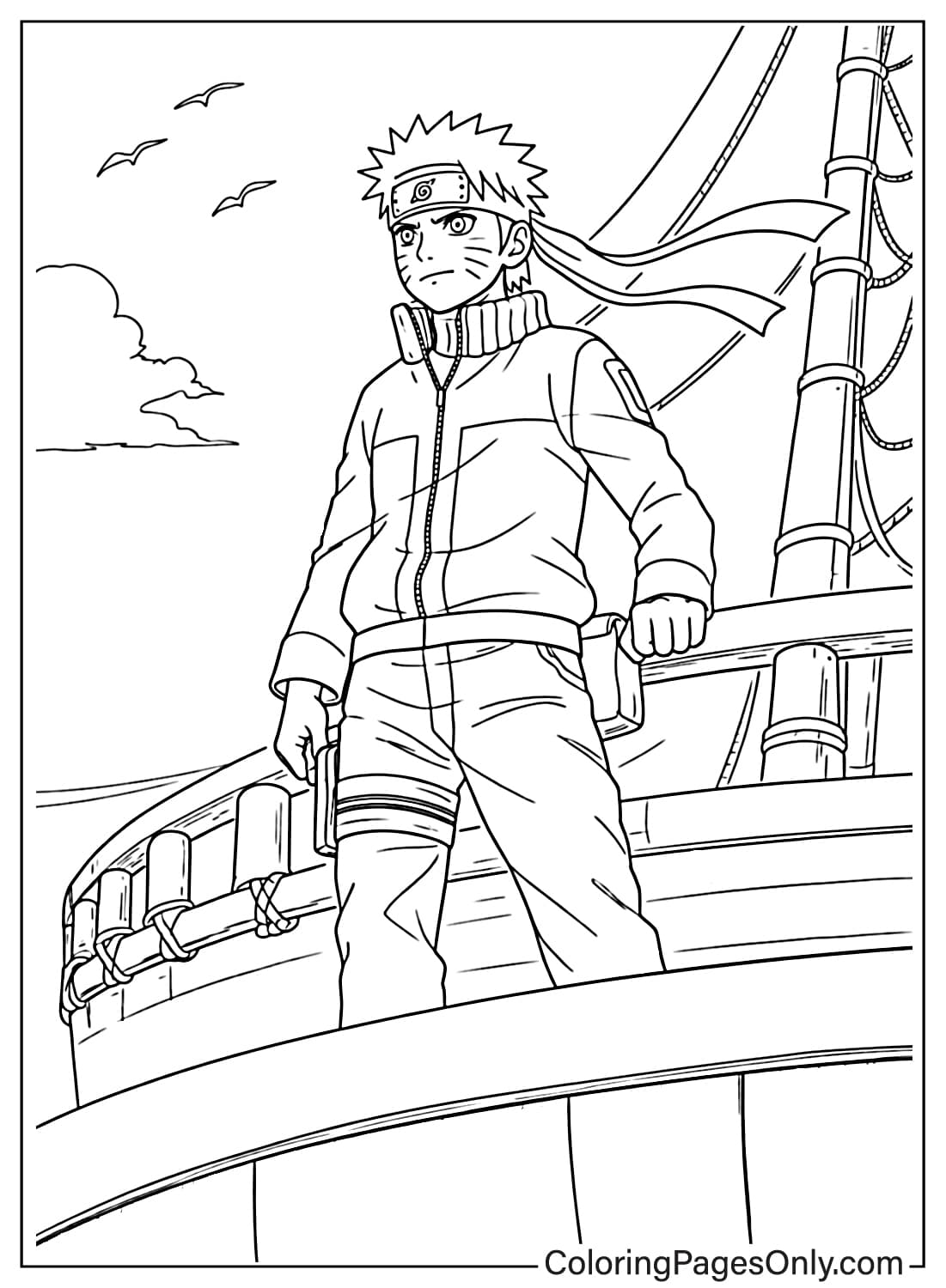 Naruto Standing On Wooden Ship Deck Naruto Coloring Pages from Naruto