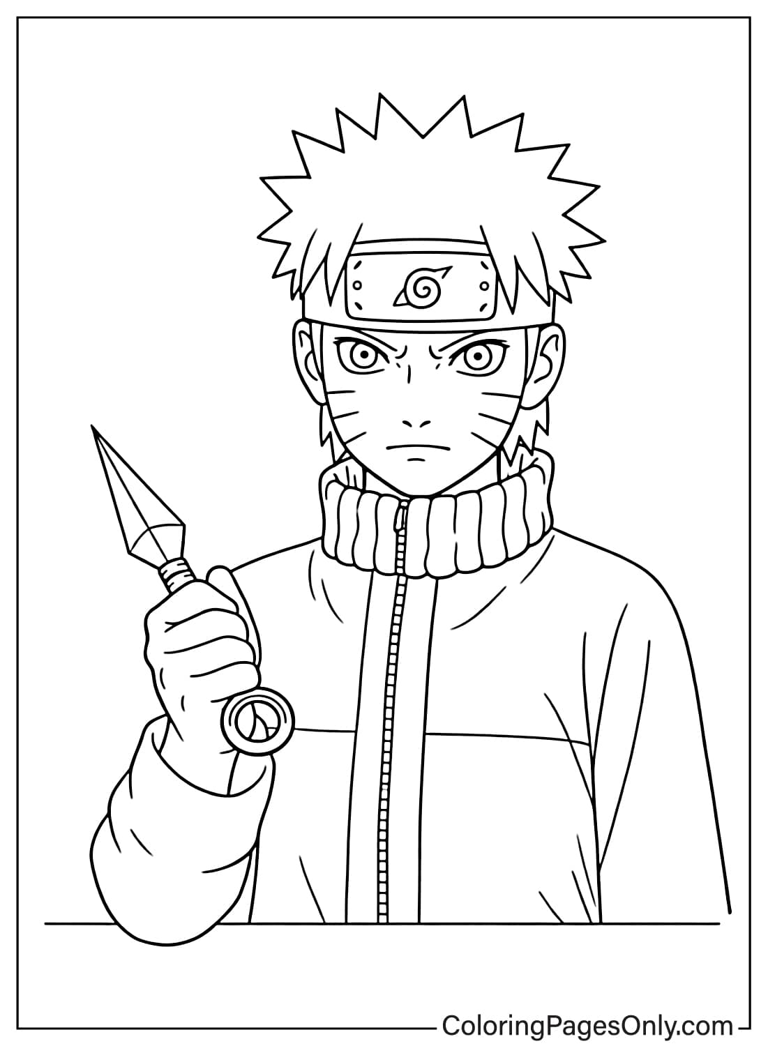 Naruto Holding Kunai Weapon Naruto Coloring Pages from Naruto