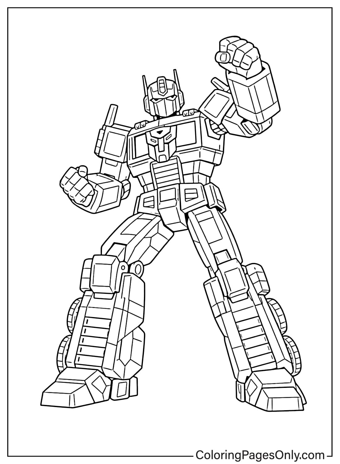 Optimus Prime fighting pose coloring page from Optimus Prime