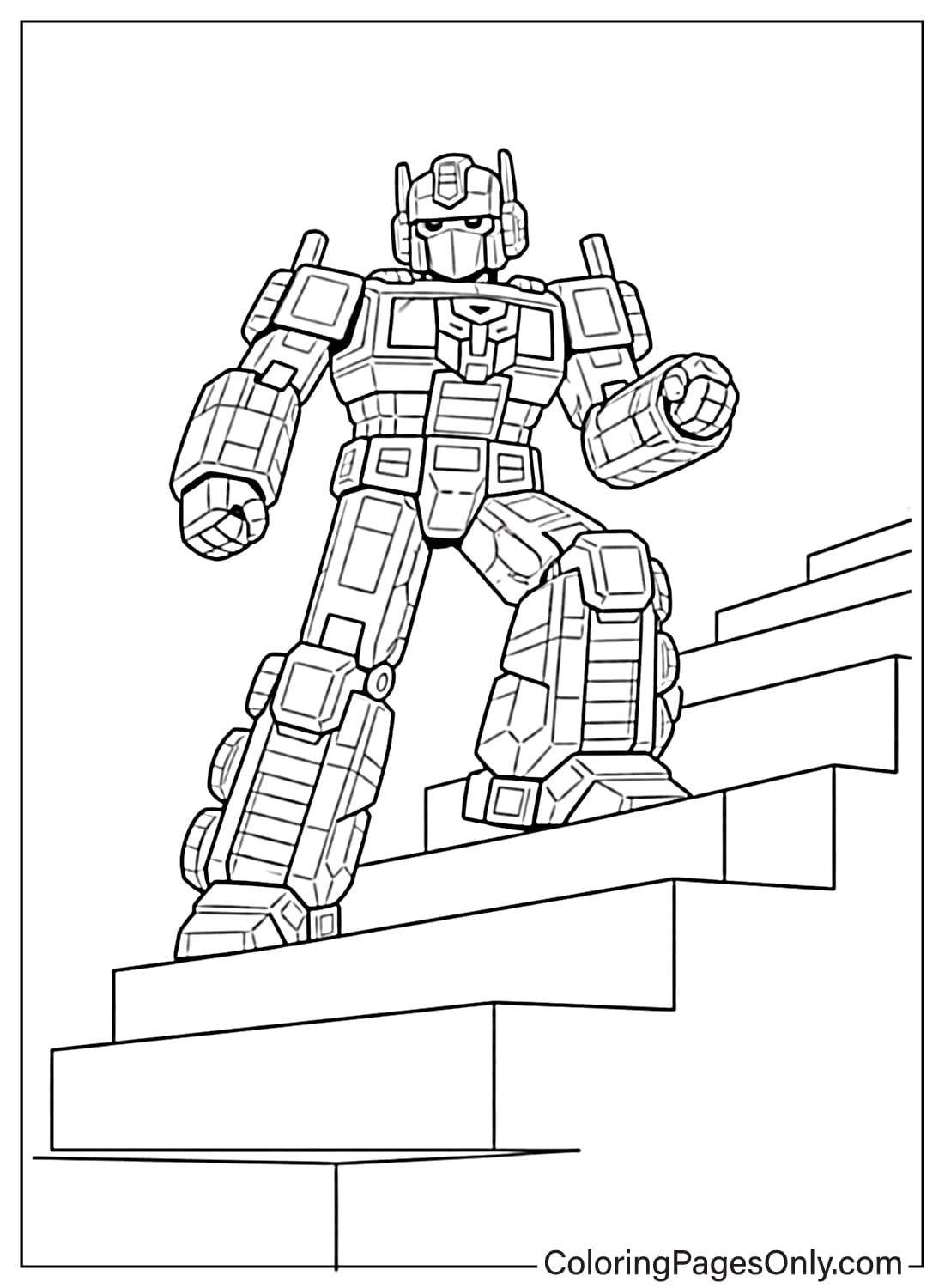 Optimus Prime climbing stairs coloring page from Optimus Prime
