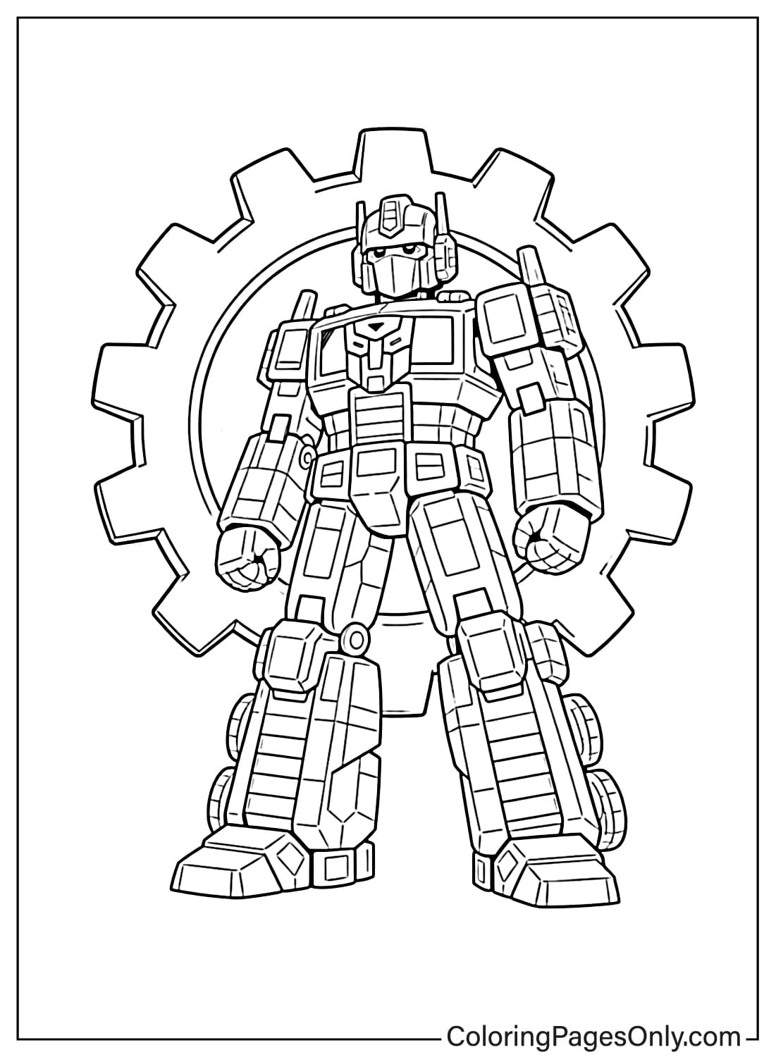 Optimus Prime with gear wheel coloring page from Optimus Prime