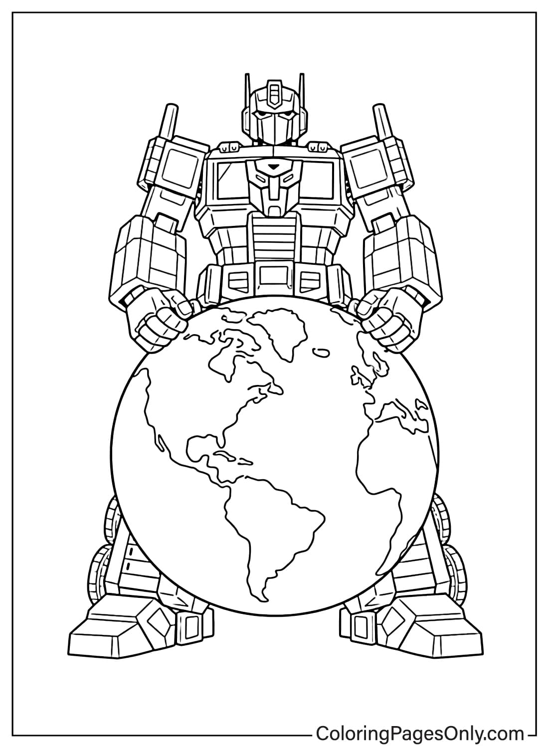 Optimus Prime holding earth coloring page from Optimus Prime