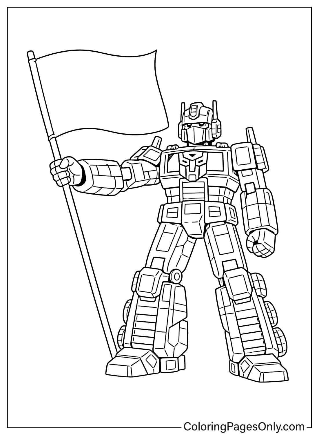 Optimus Prime holding blank flag coloring page from Optimus Prime