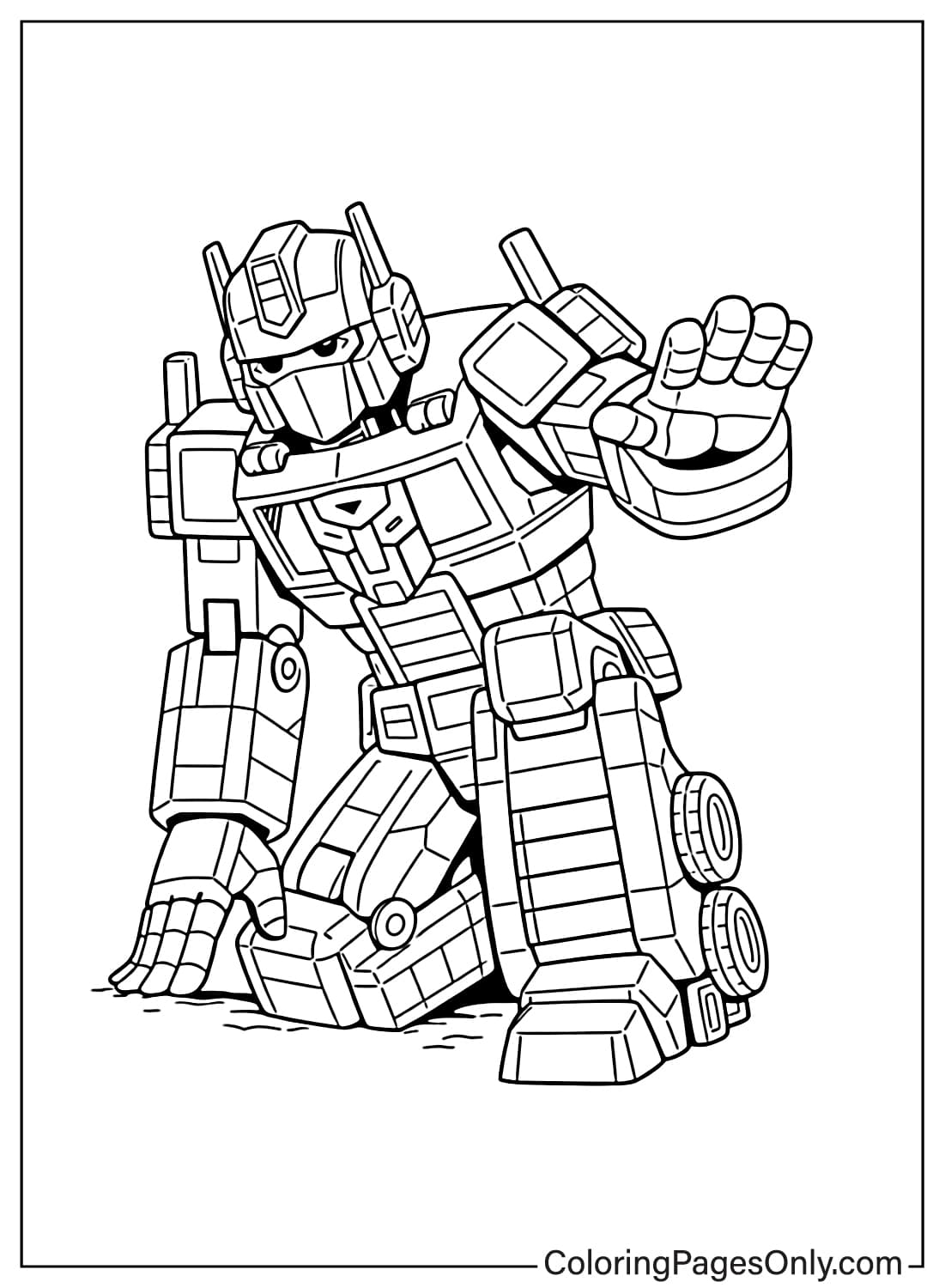 Optimus Prime kneeling protector coloring page from Optimus Prime