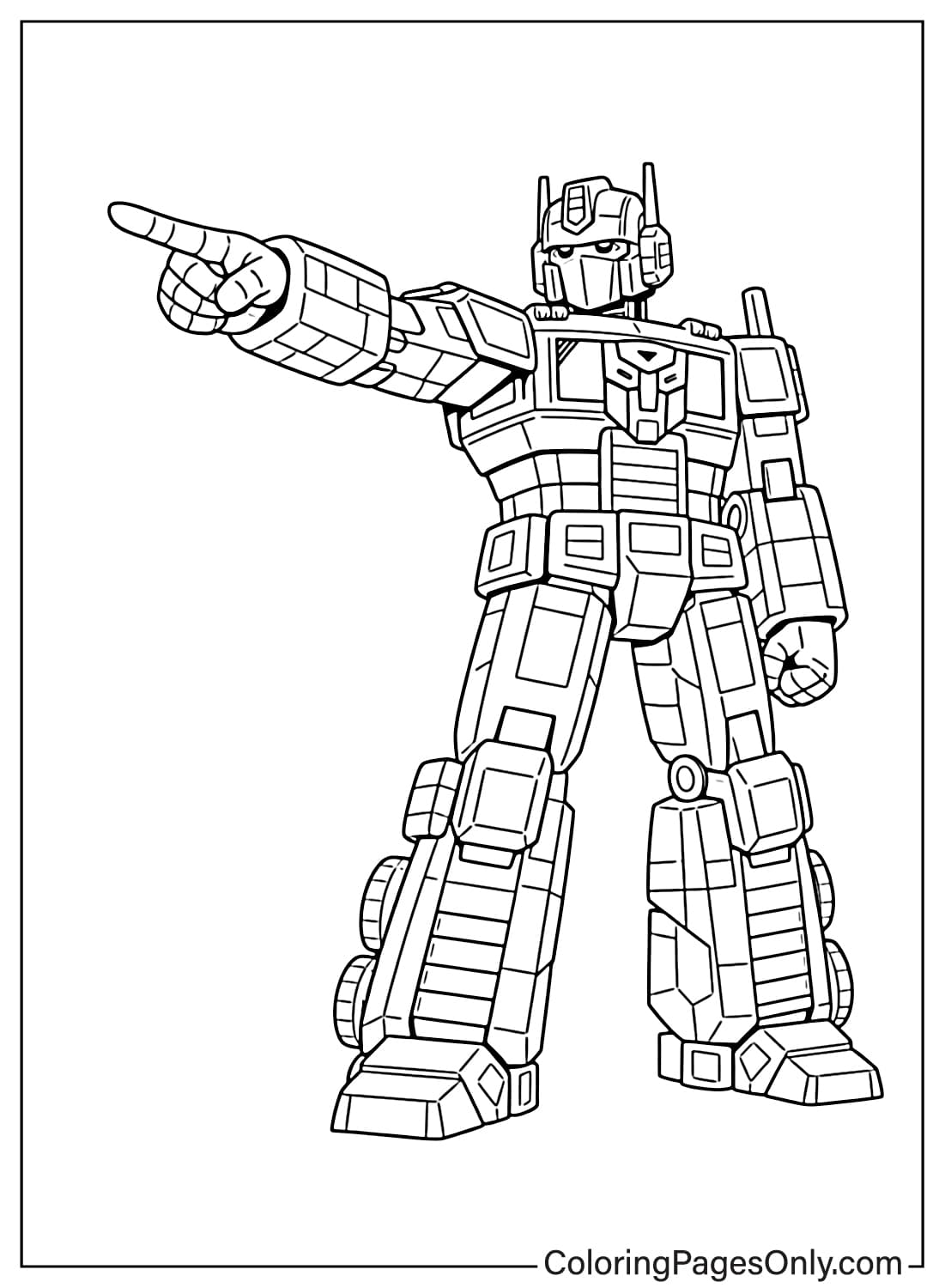 Optimus Prime pointing forward coloring page from Optimus Prime