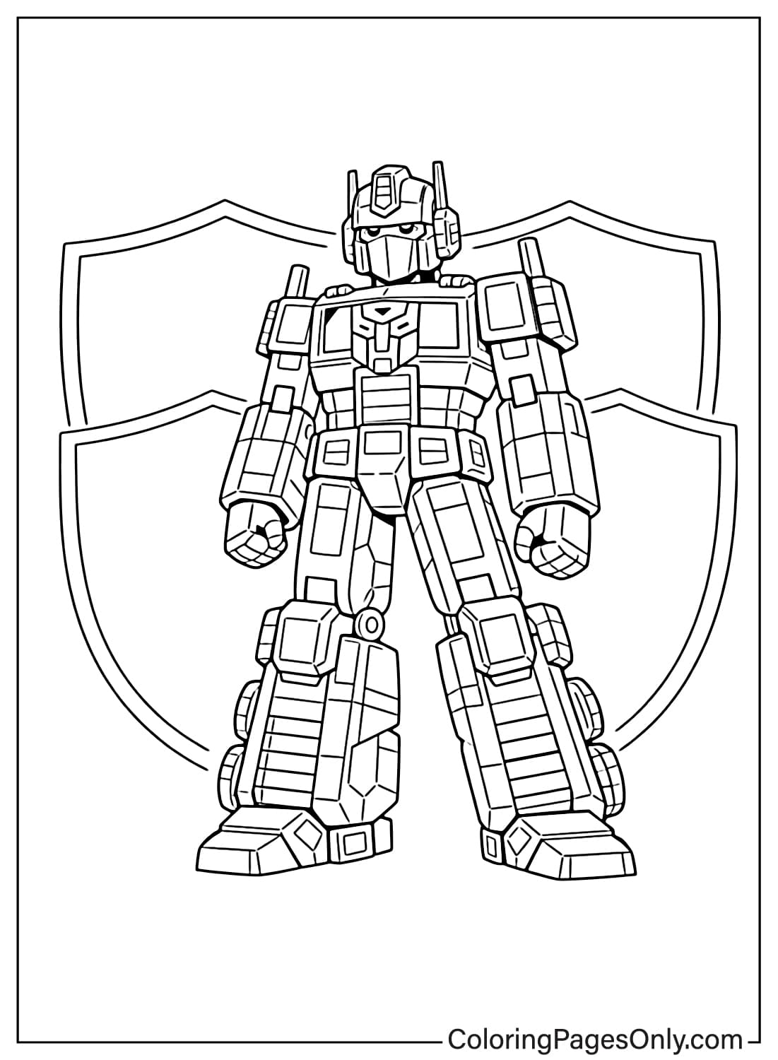 Optimus Prime with shield wall coloring page from Optimus Prime