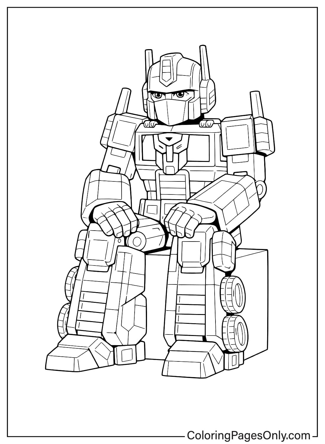 Optimus Prime sitting calm coloring page from Optimus Prime