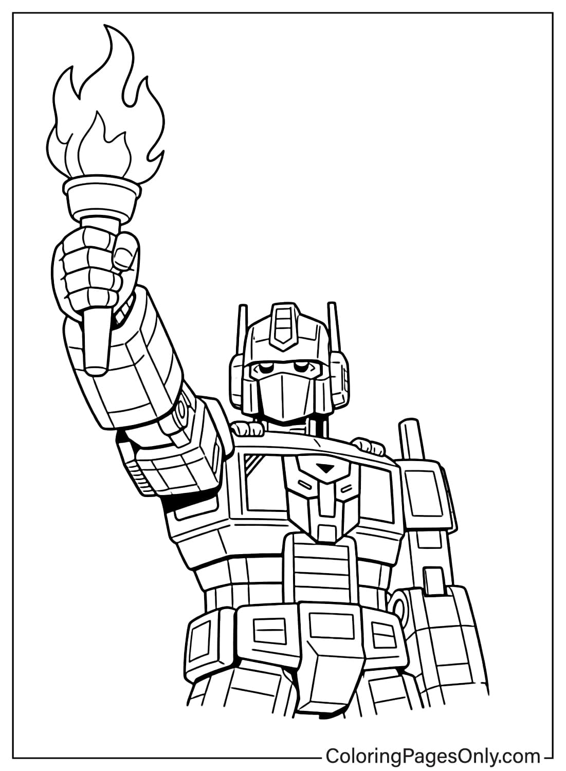 Optimus Prime holding torch coloring page from Optimus Prime
