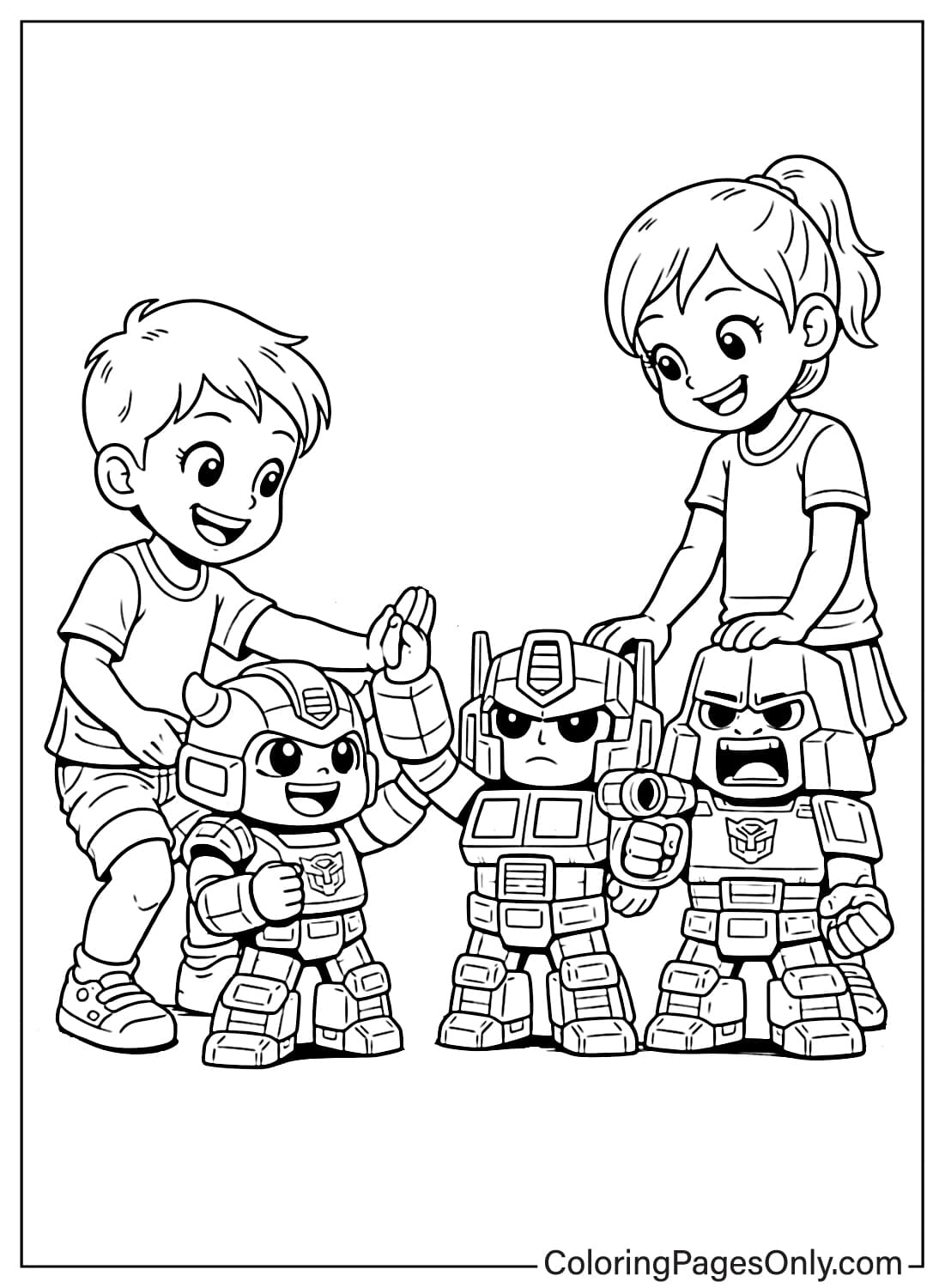 Transformers with kids friendly coloring page from Transformers