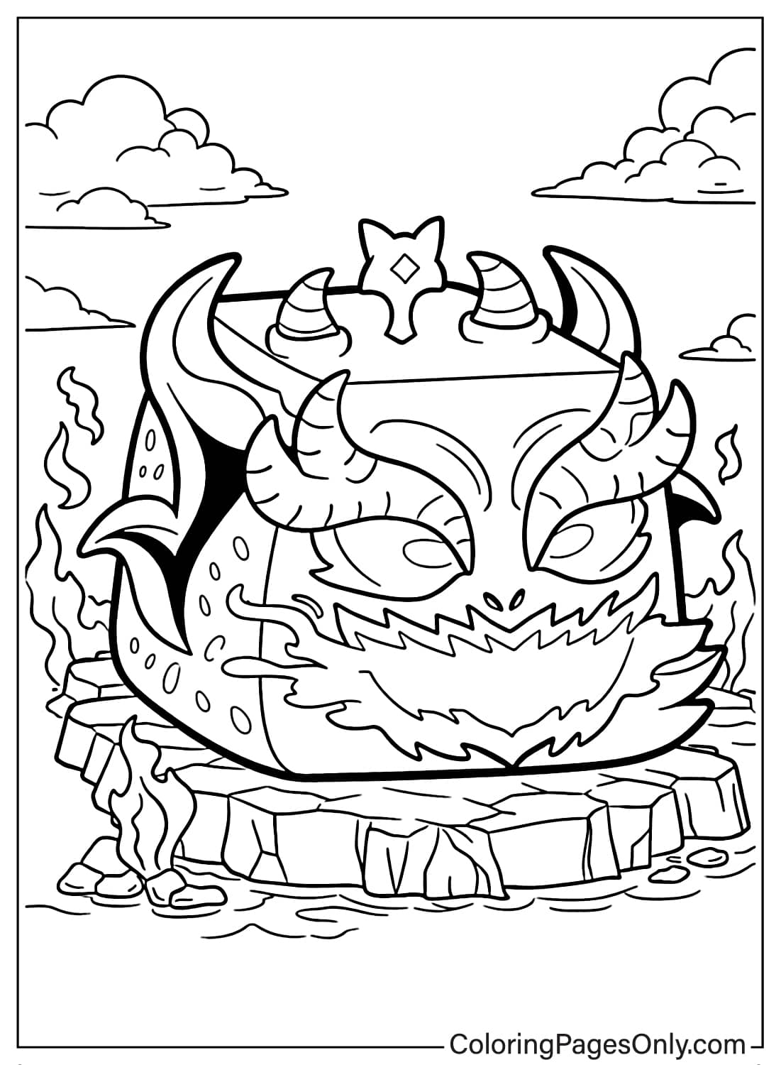 Dragon Fruit Blox Fruits with flames coloring page from Blox Fruits