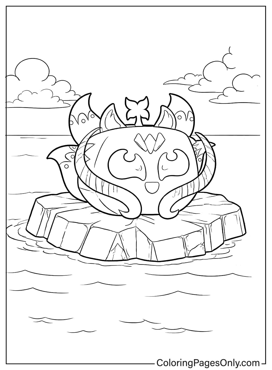 Kitsune Fruit Blox Fruits coloring page on island from Blox Fruits