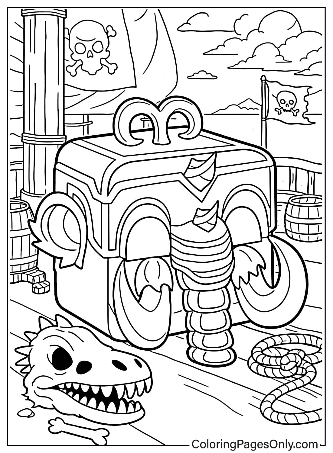 Mammoth Fruit Blox Fruits pirate ship coloring page from Blox Fruits
