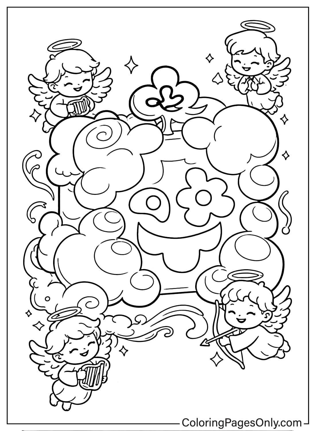 Smoke Fruit Blox Fruits clouds angels coloring page from Blox Fruits