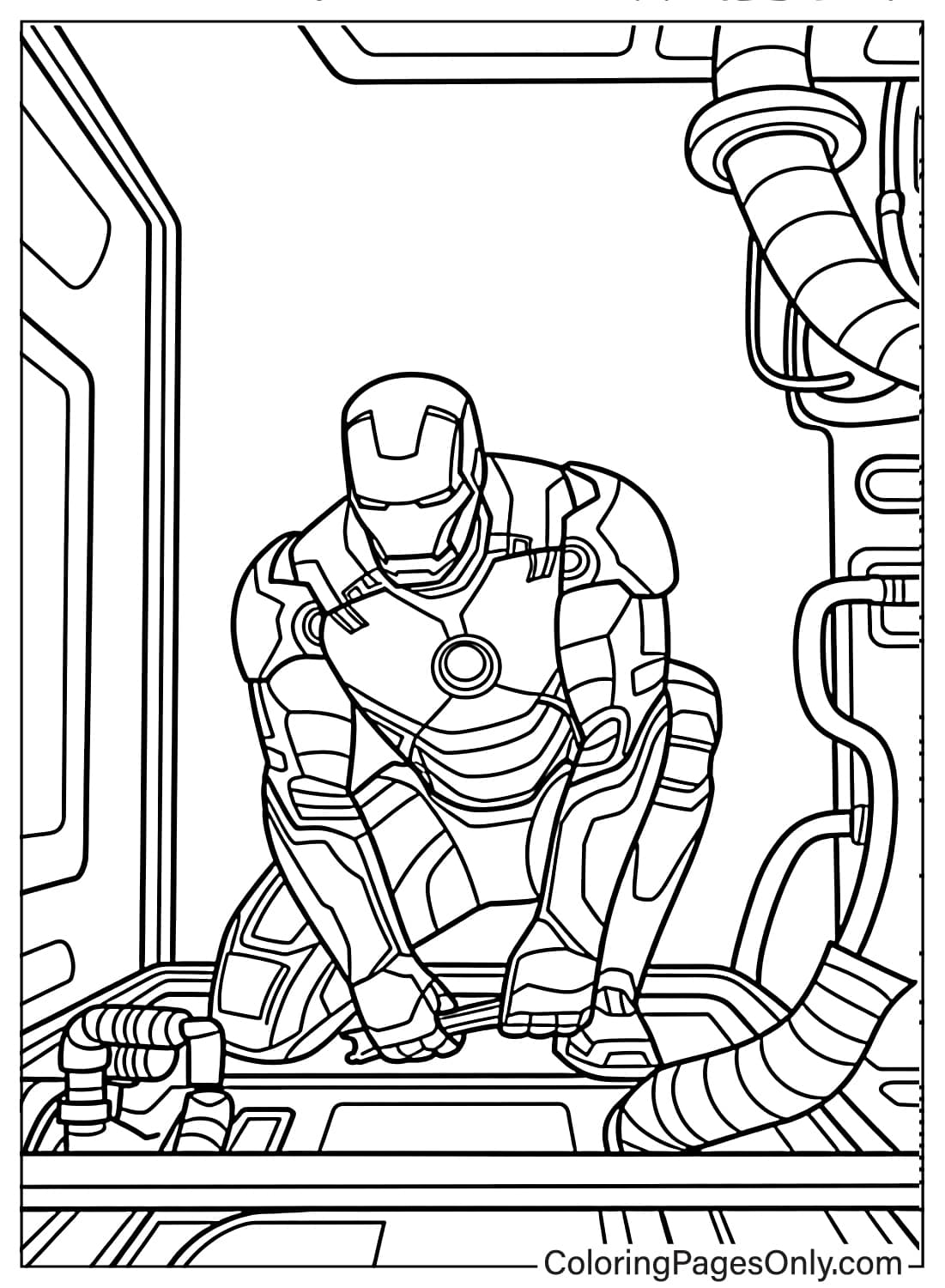 Iron Man Lab Suit Coloring Page from Iron Man