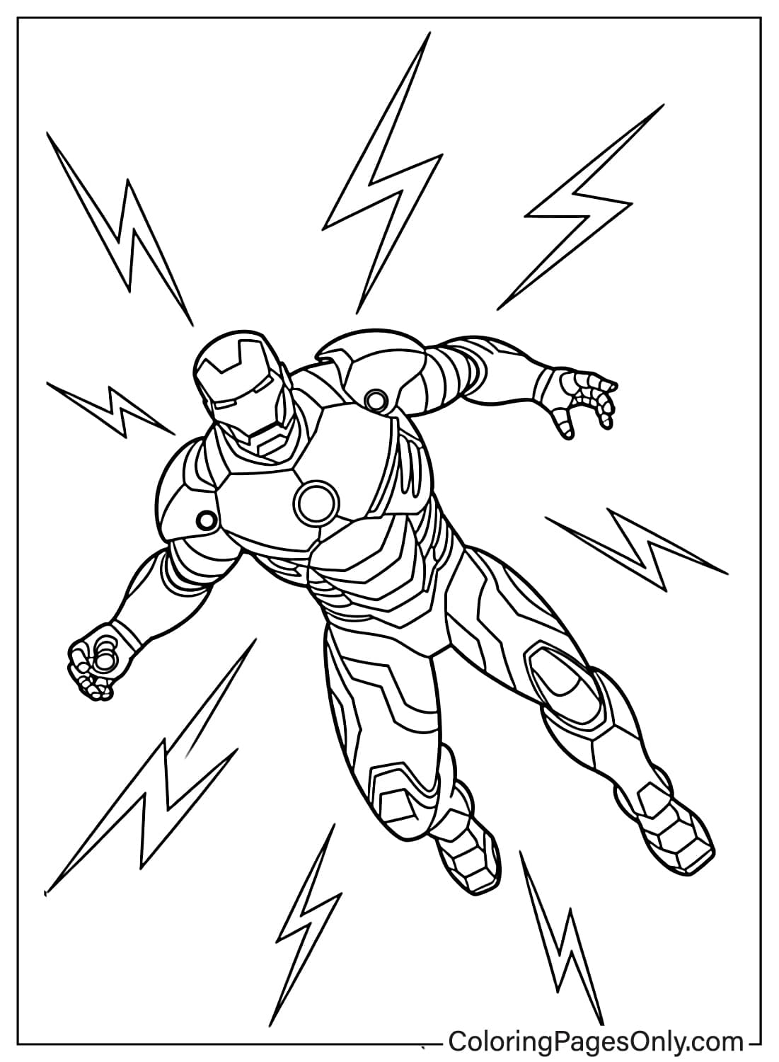 Iron Man Lightning Flight Coloring Page from Iron Man