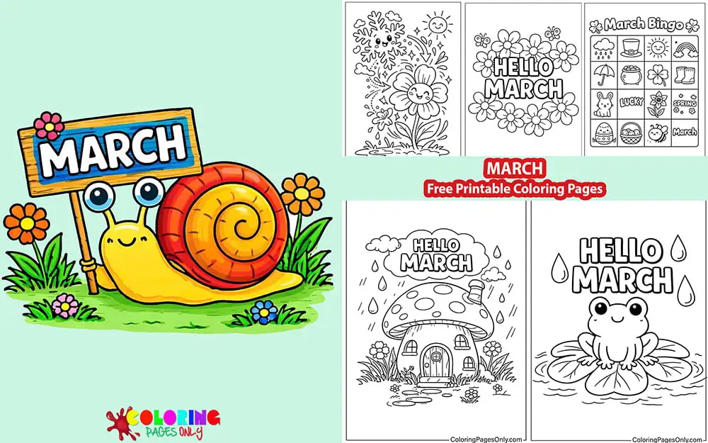 March 2026 Coloring Pages