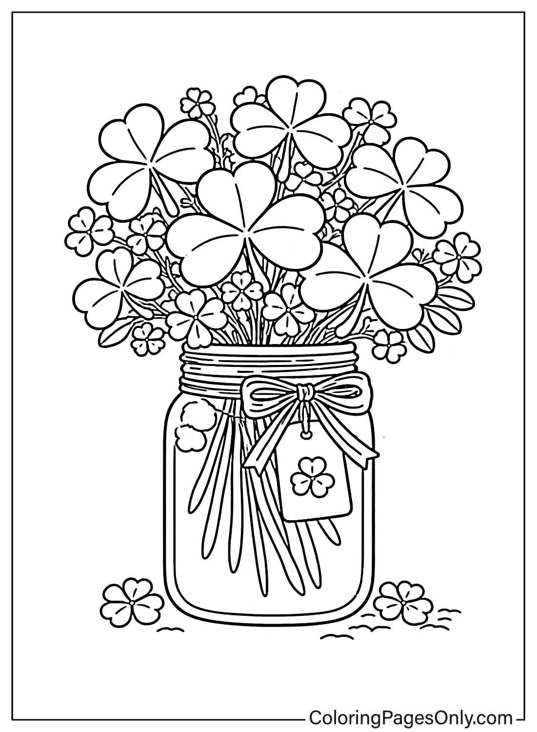 Shamrock Bouquet In Glass Jar Shamrock Coloring Pages from Shamrock