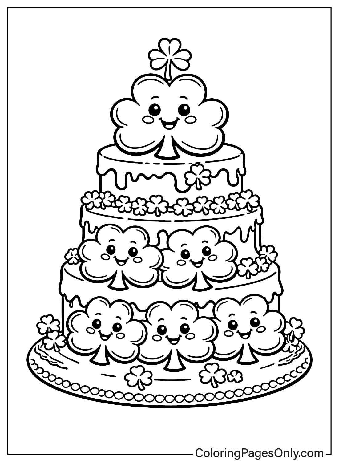 Shamrock Celebration Cake Shamrock Coloring Pages from Shamrock