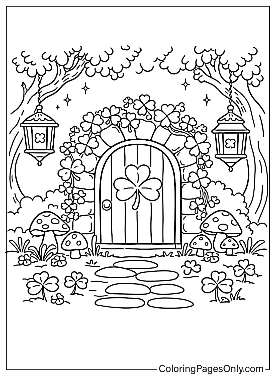 Shamrock Fairy Door Garden Shamrock Coloring Pages from Shamrock