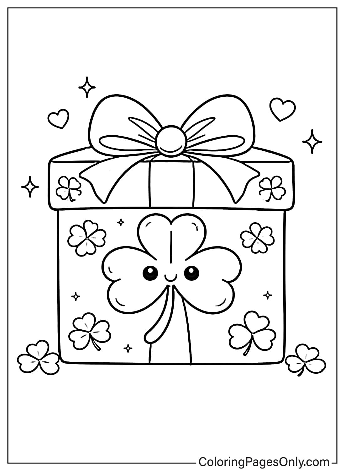 Shamrock Gift Box Lucky Clover Shamrock Coloring Pages from Shamrock
