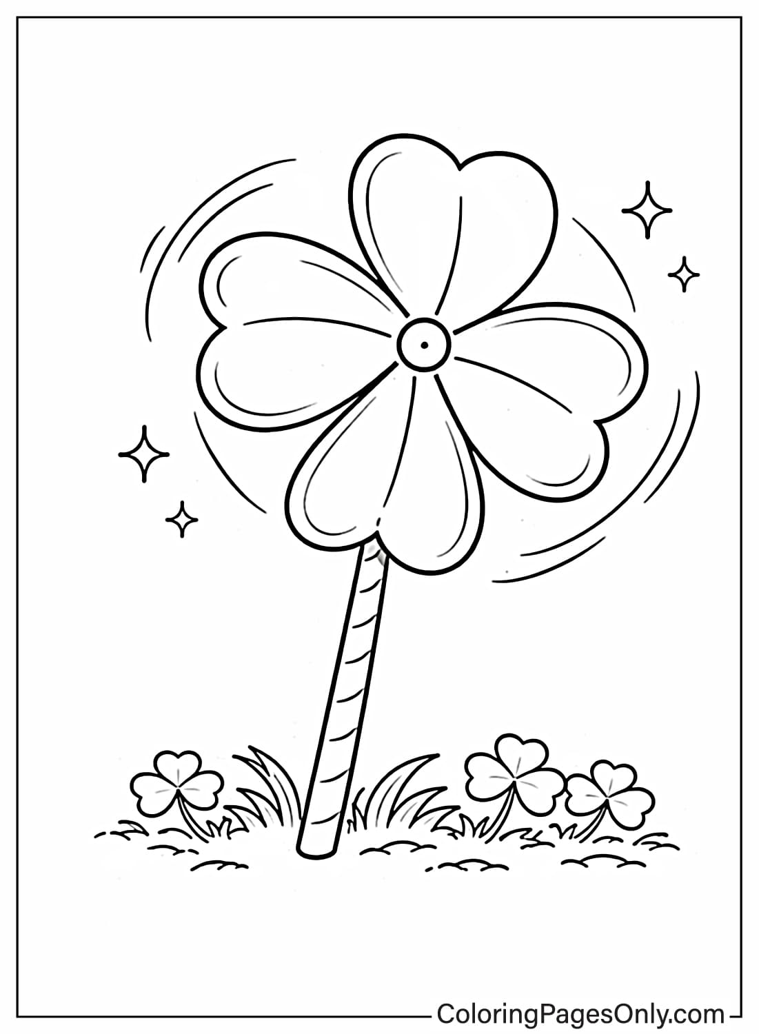 Shamrock Pinwheel Wind Toy Shamrock Coloring Pages from Shamrock