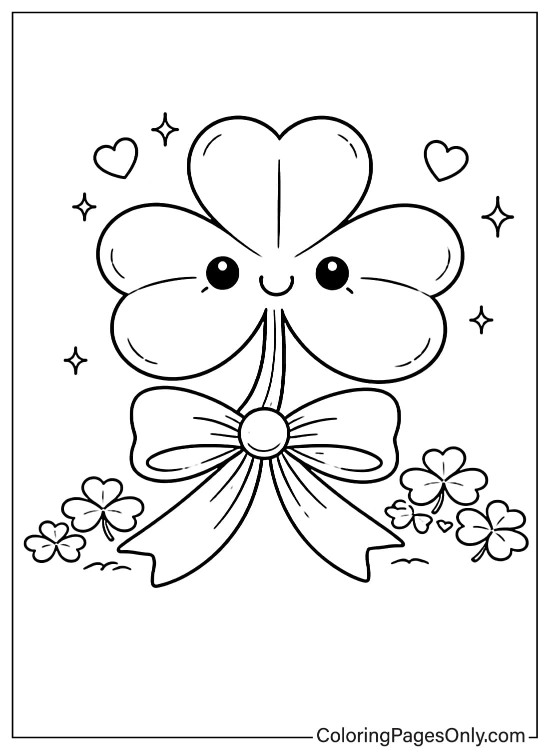 Shamrock With Big Ribbon Shamrock Coloring Pages from Shamrock