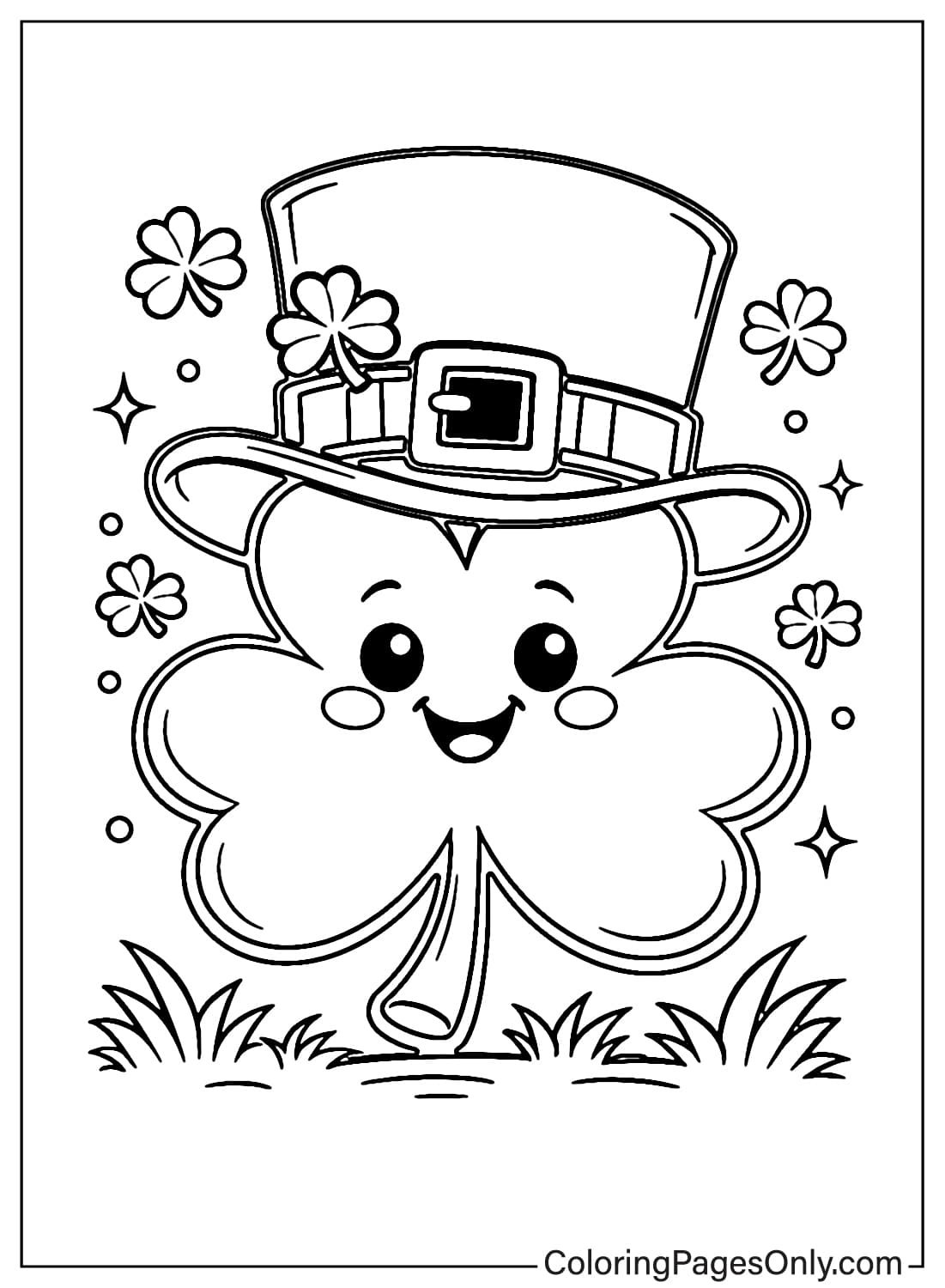 Shamrock Wearing Leprechaun Hat Shamrock Coloring Pages from Shamrock