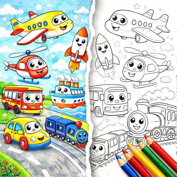 Transport coloring pages