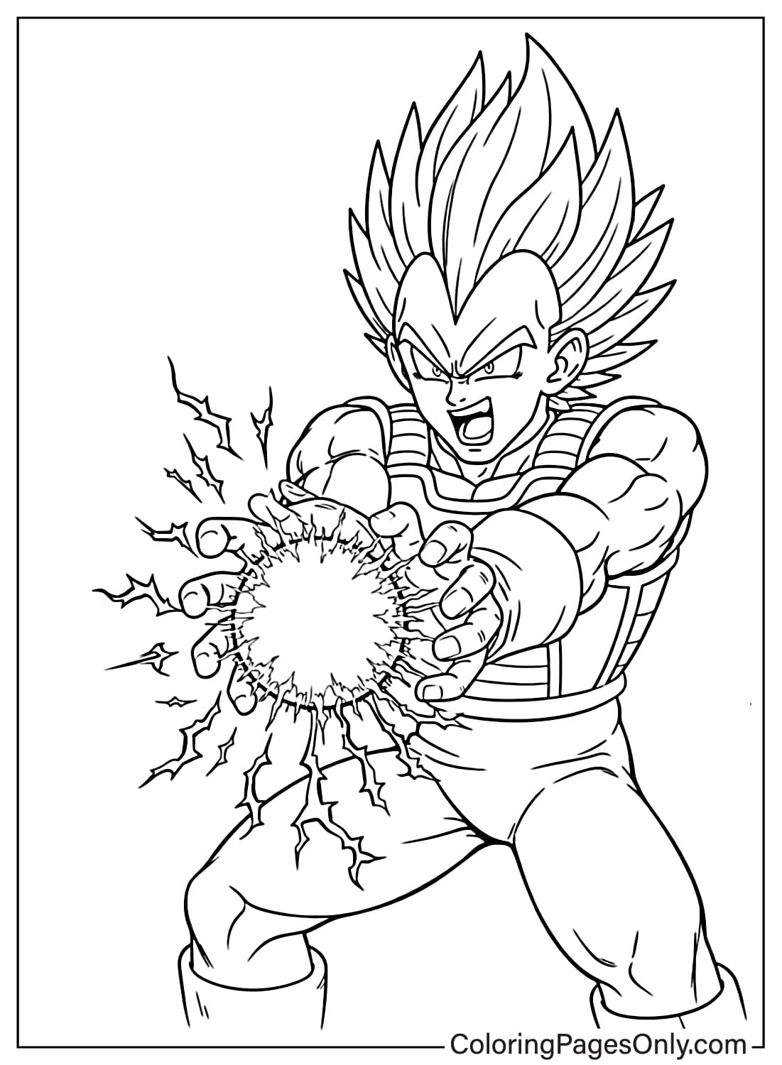 Vegeta creating energy ball attack Dragon Ball Z coloring pages from Dragon Ball Z