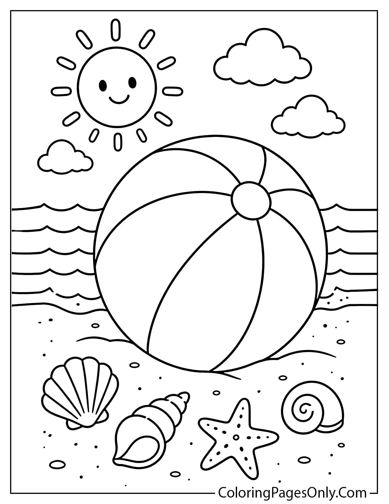 Beach ball coloring page for kids from Beach