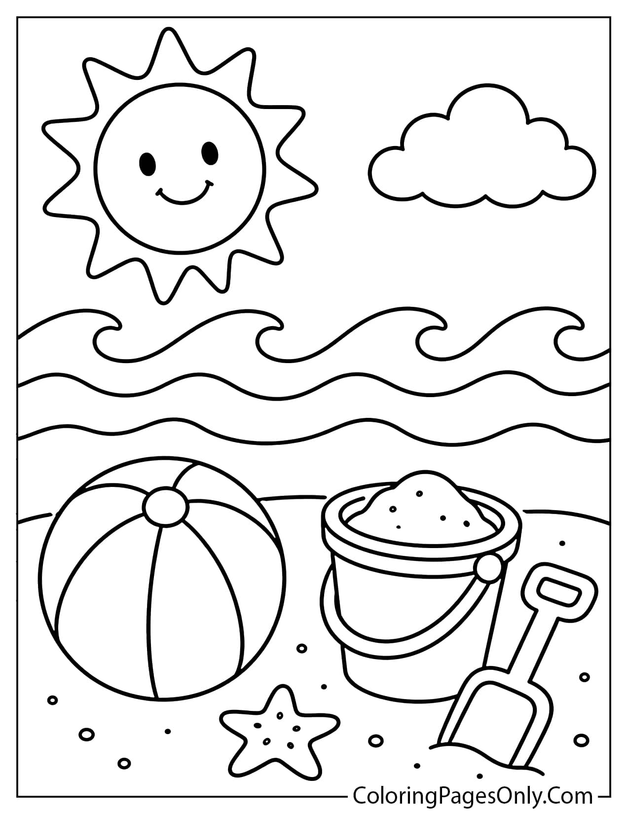 Beach coloring page for preschoolers from Beach