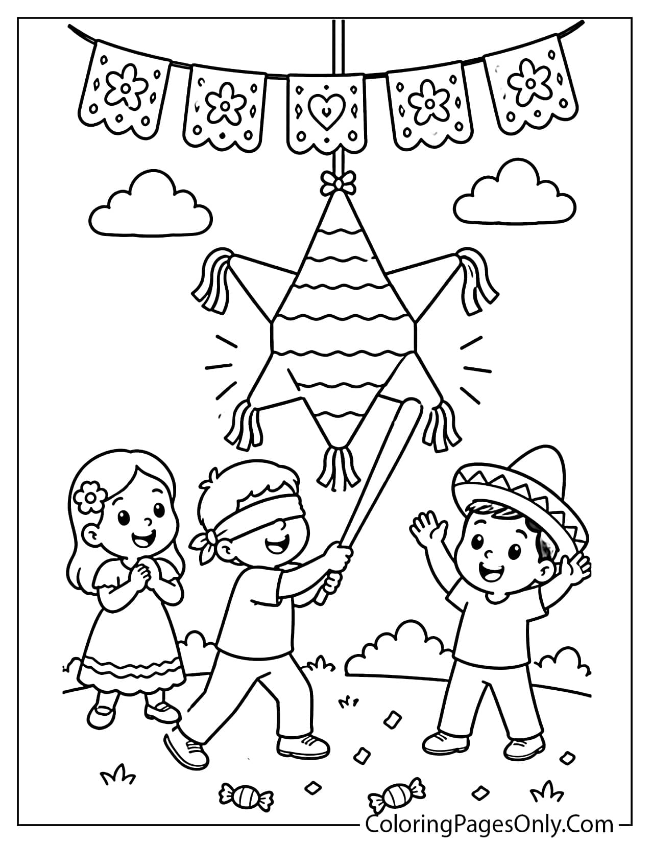 Children breaking a piñata at a Cinco de Mayo party from Cinco De Mayo