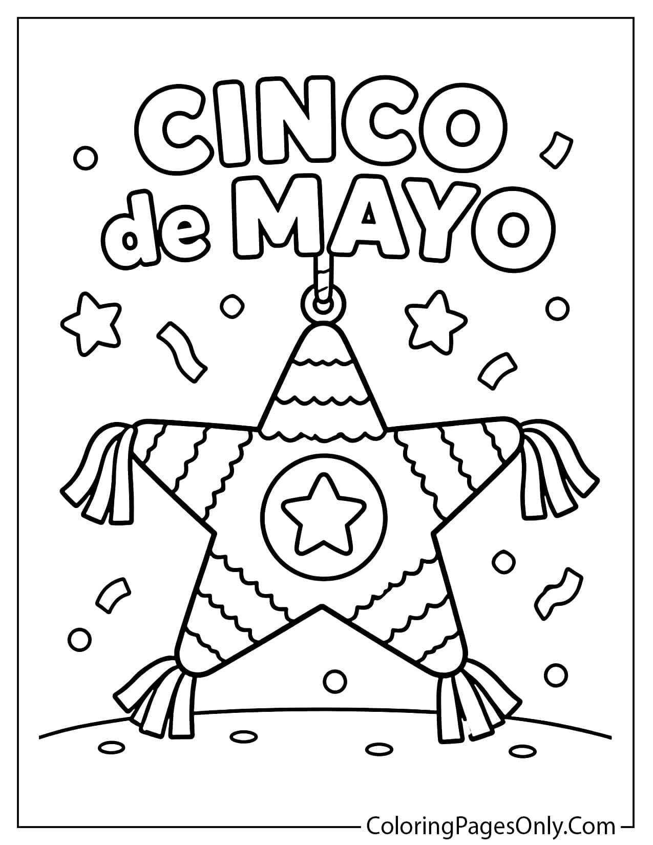Toddler-friendly Cinco de Mayo coloring page with large simple shapes from Cinco De Mayo