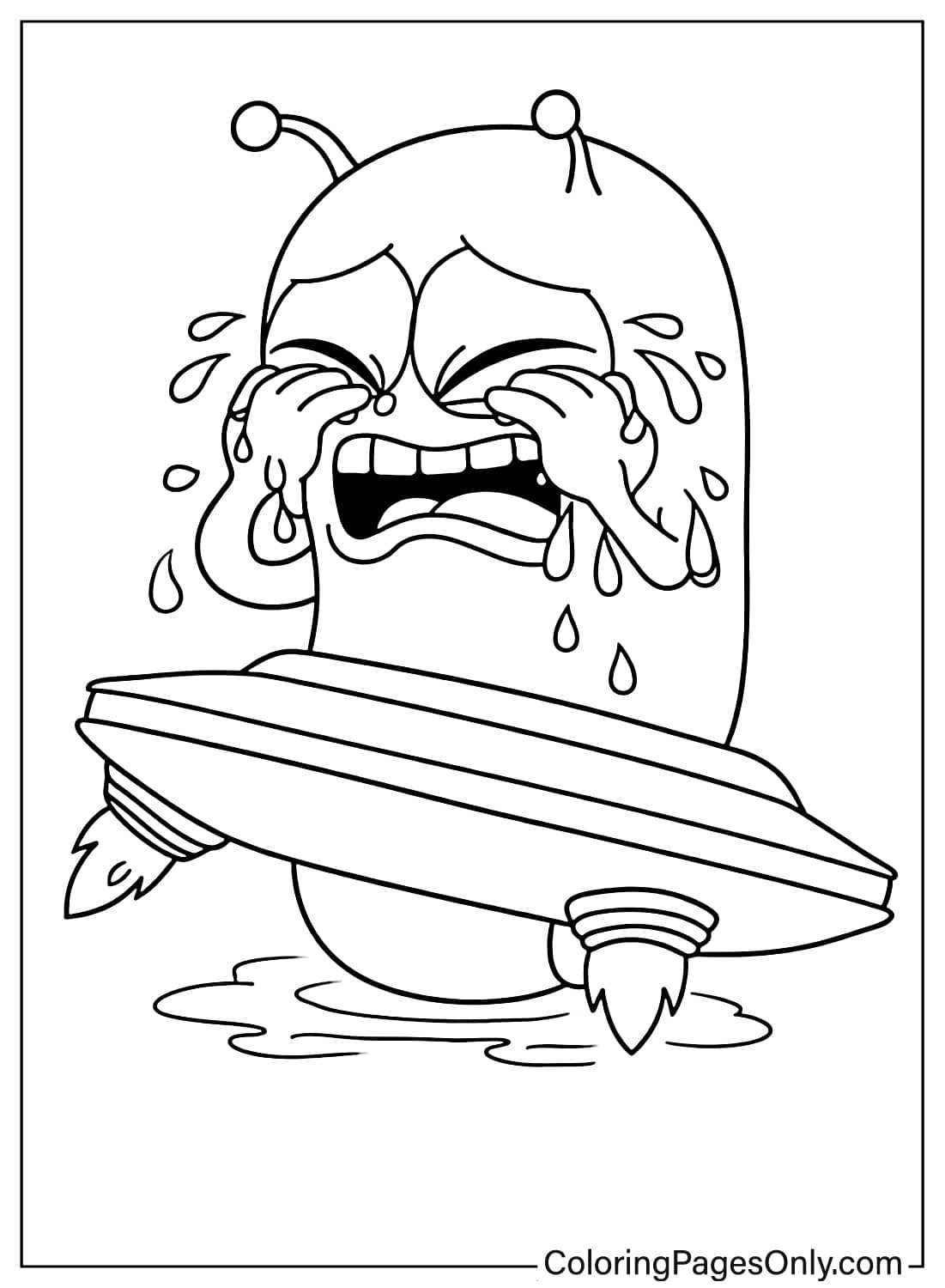 Nebulax character looking angry and yelling, floating on his UFO body coloring page. from Astro Bot