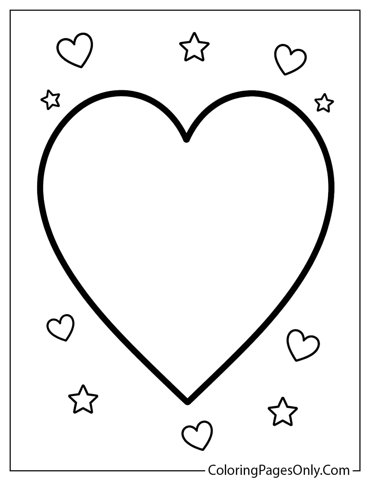 Easy big heart outline coloring page for preschoolers from Heart