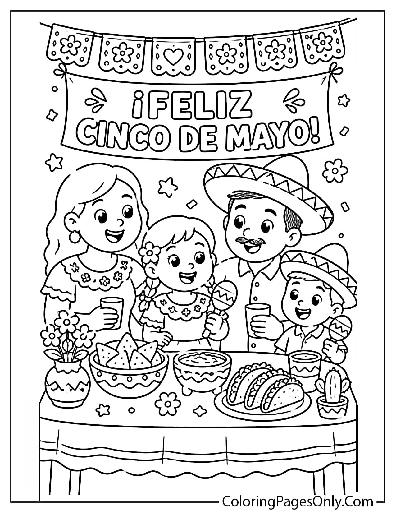 Family celebrating Cinco de Mayo together at a festive party from Cinco De Mayo