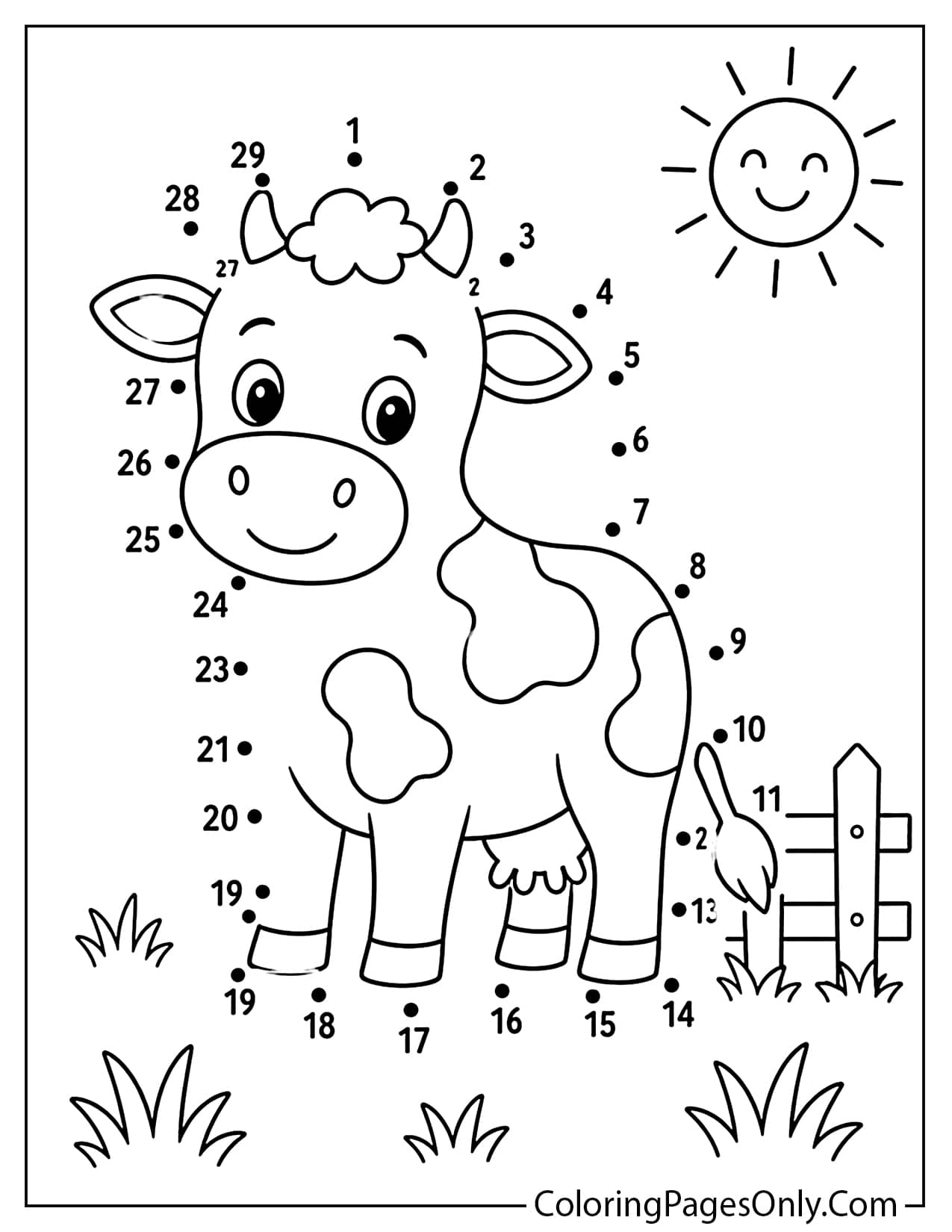 Farm Animal Dot To Dot Coloring Page For Kids from Farm Animal