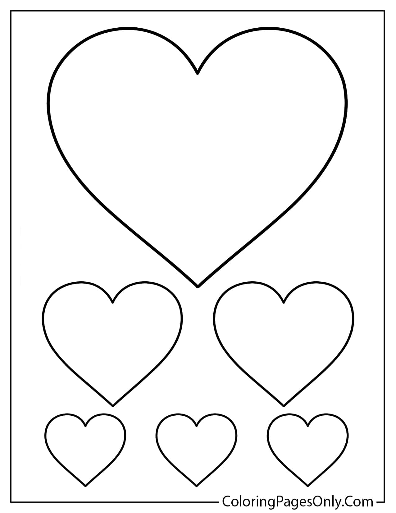 Printable heart template coloring page for crafts from Heart