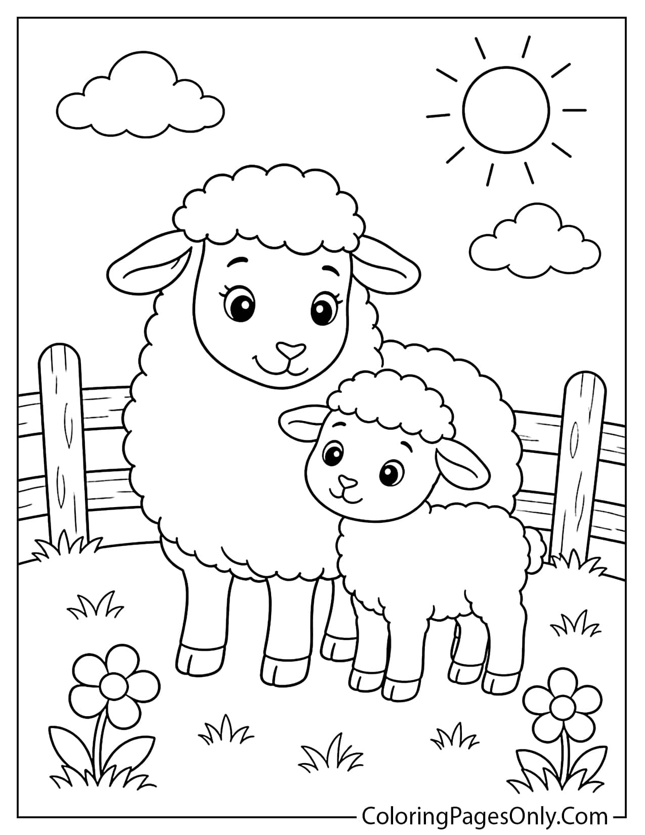 Sheep And Lamb Farm Animal Coloring Page For Kids from Farm Animal